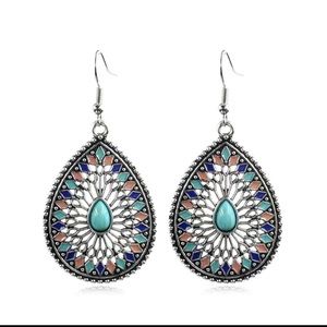Boho Vintage Teardrop Earrings Versatile Ancient For Women Girls